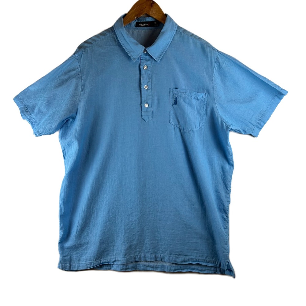 Johnnie-O Mens XL Blue Mist Cotton Short Sleeve Polo Shirt JMWP1070 Pocket Logo